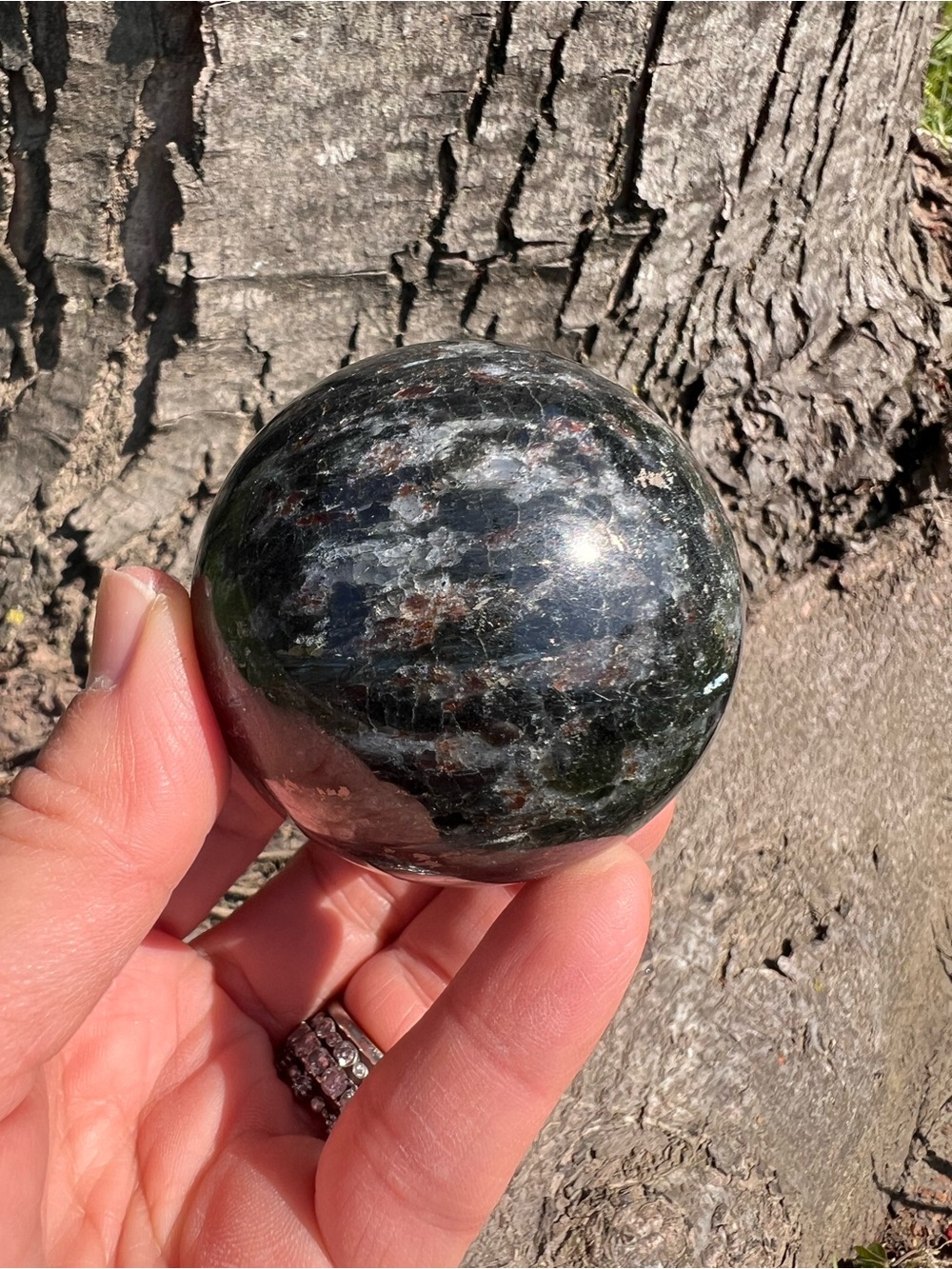 Larvikite (1) sphere | crystal